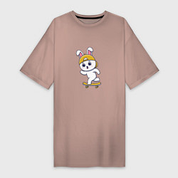 Женская футболка-платье Кролик на скейте