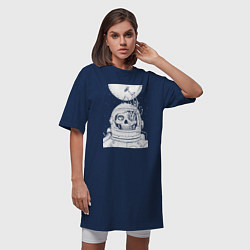 Футболка женская-платье Труп космонавта порос грибами, цвет: тёмно-синий — фото 2