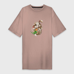 Женская футболка-платье Маленький кролик с морковкой