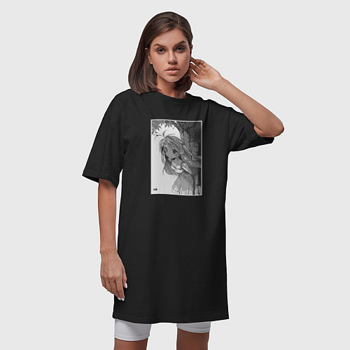 Женская футболка-платье Комари Кошигая - Деревенская глубинка / Черный – фото 3