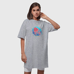 Футболка женская-платье Мультяшная медуза под водой, цвет: меланж — фото 2
