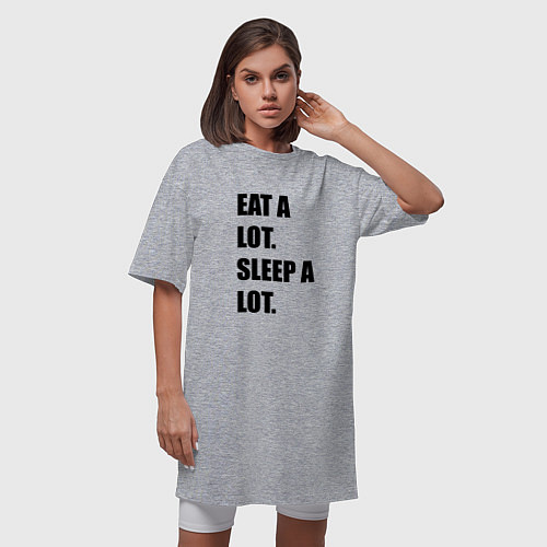 Женская футболка-платье Eat a lot Sleep a lot / Меланж – фото 3