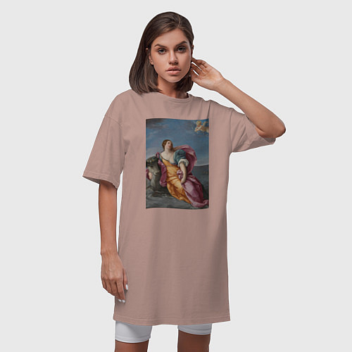 Женская футболка-платье Похищение Европы Гвидо Рени / Пыльно-розовый – фото 3