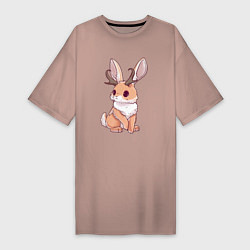 Женская футболка-платье Кролик с рожками - кролик олень