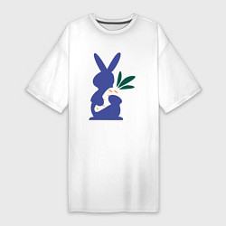 Футболка женская-платье Синий кролик, цвет: белый