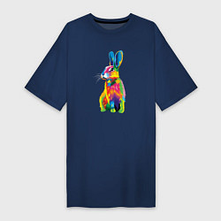 Футболка женская-платье Кролик в стиле поп-арт, цвет: тёмно-синий