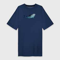 Футболка женская-платье Realistic shark, цвет: тёмно-синий