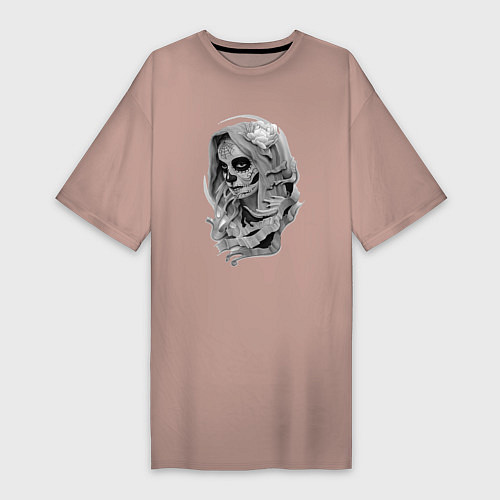 Женская футболка-платье Призрачная женщина / Пыльно-розовый – фото 1