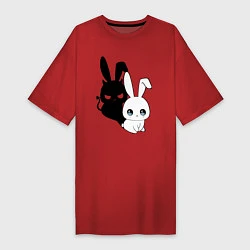 Женская футболка-платье Милый кролик - ангелочек или дьяволёнок?