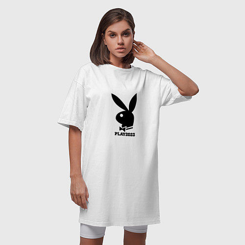 Женская футболка-платье Черный кролик play2023 / Белый – фото 3