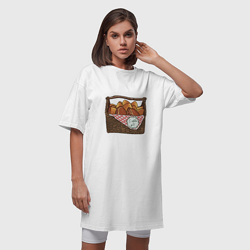 Женская футболка-платье Корзина с пирожками / Белый – фото 3
