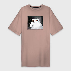 Женская футболка-платье Мрачный кот очень напряжён