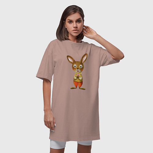 Женская футболка-платье Кролик мягкий / Пыльно-розовый – фото 3