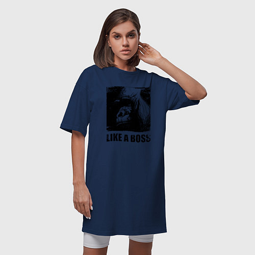 Женская футболка-платье Ну прямо босс / Тёмно-синий – фото 3