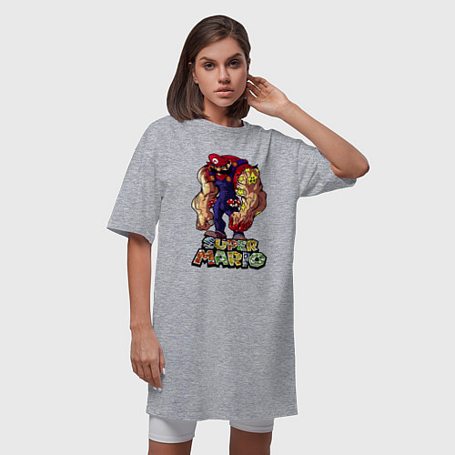 Женская футболка-платье Cупер Марио / Меланж – фото 3
