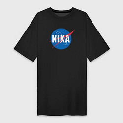 Футболка женская-платье Ника в стиле NASA, цвет: черный