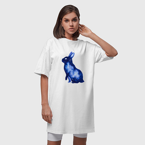 Женская футболка-платье Звездный силуэт кролика / Белый – фото 3