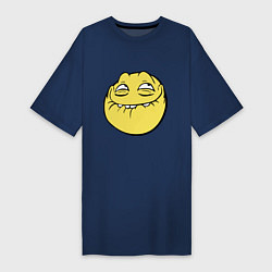 Футболка женская-платье Smiley trollface, цвет: тёмно-синий