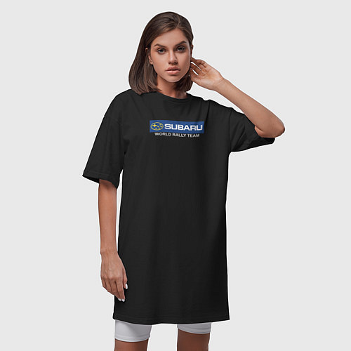 Женская футболка-платье Subaru world rally team / Черный – фото 3