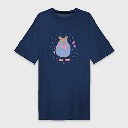 Женская футболка-платье Снеговик с шариком