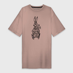 Женская футболка-платье Кролик на санках