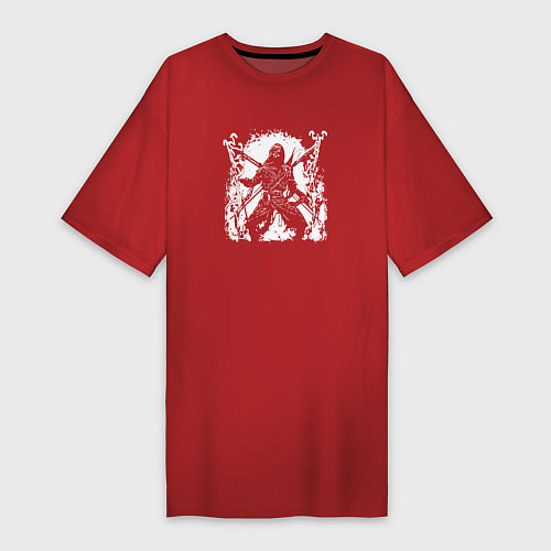 Женская футболка-платье Ninja of darkness / Красный – фото 1