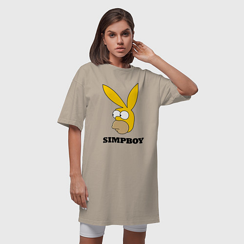 Женская футболка-платье Simpboy - rabbit Homer / Миндальный – фото 3
