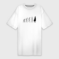 Футболка женская-платье Эволюция Шерлока, цвет: белый