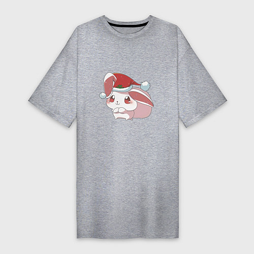 Женская футболка-платье Праздничный кролик / Меланж – фото 1