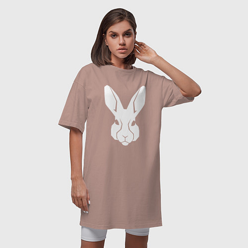 Женская футболка-платье White rabbit head / Пыльно-розовый – фото 3