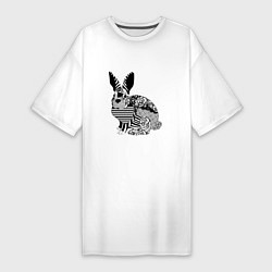 Женская футболка-платье Rabbit in patterns