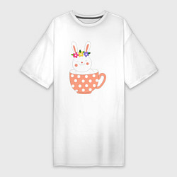 Женская футболка-платье Зайка в кружке