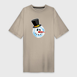 Женская футболка-платье Голова мультяшного снеговика
