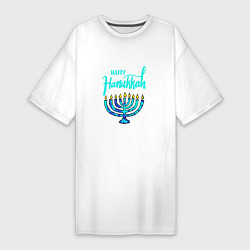 Футболка женская-платье Happy Hanukkah, цвет: белый