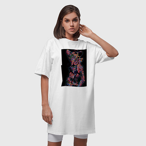 Женская футболка-платье Джолин Куджо - glitch - night / Белый – фото 3