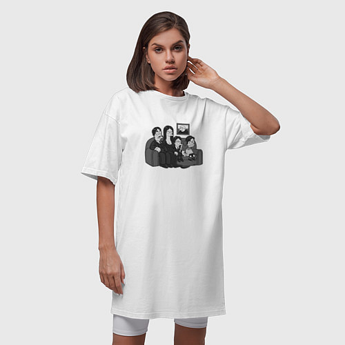 Женская футболка-платье Addams x Simpsons / Белый – фото 3