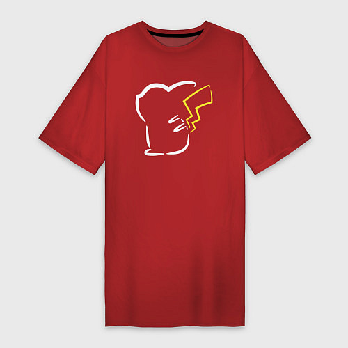 Женская футболка-платье Пикачу минимализм / Красный – фото 1