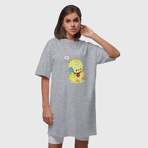 Женская футболка-платье Цыпленок с телефоном / Меланж – фото 3