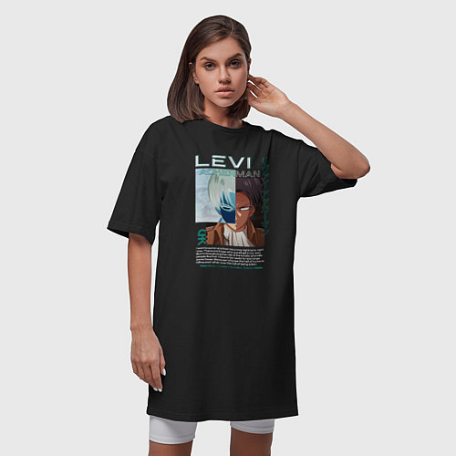 Женская футболка-платье Levi Ackerman Атака титанов / Черный – фото 3