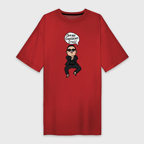 Женская футболка-платье PSY - Gangnam style / Красный – фото 1