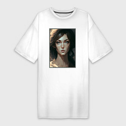 Футболка женская-платье Волнение, масло, цвет: белый