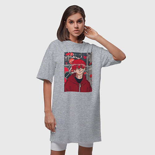 Женская футболка-платье Красноволосый парень / Меланж – фото 3