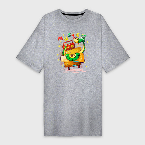 Женская футболка-платье Змея с магнитофоном / Меланж – фото 1