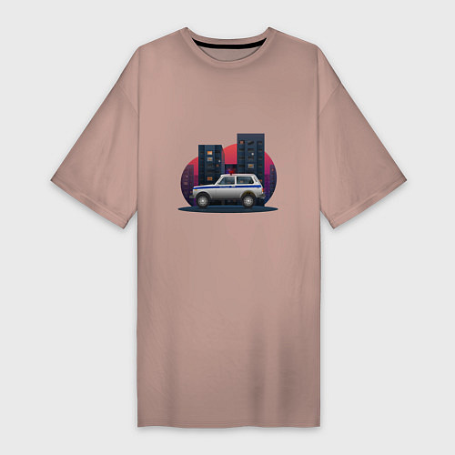 Женская футболка-платье Lada Niva 4x4 Милиция / Пыльно-розовый – фото 1