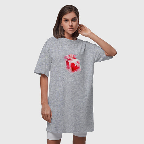 Женская футболка-платье Сердце в подарок / Меланж – фото 3