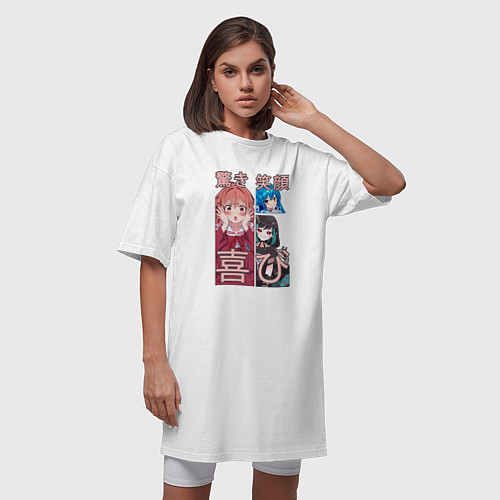 Женская футболка-платье Аниме эмоции / Белый – фото 3