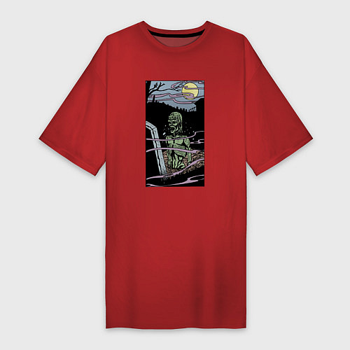 Женская футболка-платье Картина - труп в могиле / Красный – фото 1