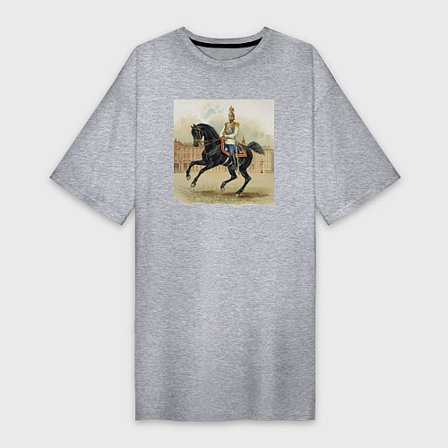 Женская футболка-платье Николай II на коне на дворцовой площади / Меланж – фото 1