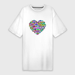 Женская футболка-платье Валентинка - сердце: любовь на разных языках