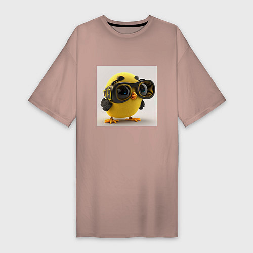 Женская футболка-платье Солнечный цыпленок / Пыльно-розовый – фото 1